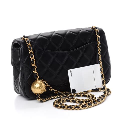 chanel lambskin quilted cc pearl crush mini flap black|Mini classic handbag, Lambskin & gold.